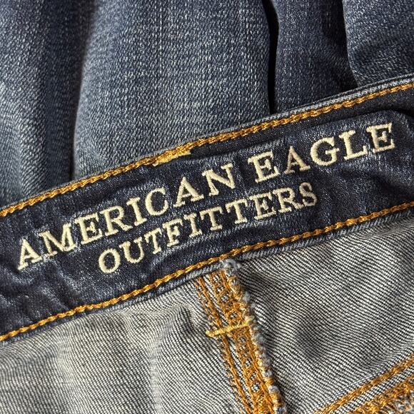 American Eagle SZ 8 Jeggings Jeans Low-Rise Distressed Patches Stretch Whiskered - Picture 10 of 11